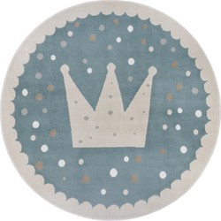 Kindervloerkleed - Adventures Kroon Blauw/Crème
