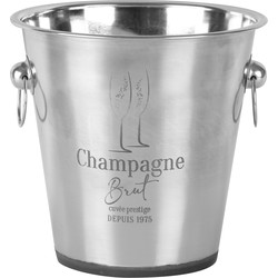 Urban Living Champagne & wijnfles koeler/ijsemmer - zilver - RVS - 22 x 21 cm - De luxe model - IJsemmers