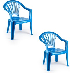 2x Kunststof blauwe kinderstoeltjes 35 x 28 x 50 cm - Kinderstoelen