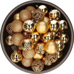 37x stuks kunststof kerstballen goud 6 cm glans/mat/glitter mix - Kerstbal