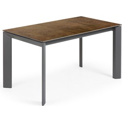 Kave Home - Axis uitschuifbare tafel van porselein en poten in donkergrijs, 140 (200) cm