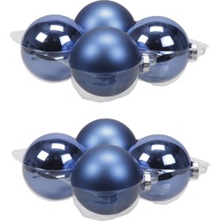 8x stuks glazen kerstballen blauw (basic) 10 cm mat/glans - Kerstbal