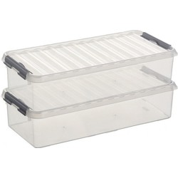 2x Kunststof stapelbare opbergbak 6,5 liter 48,5 x 19 x 10,5 cm - Opbergbox