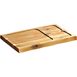 FSC® Serveerplank met 3 uitsparing - Acacia hout - Trancheerplank - Borrelplank - Kaasplank - Hapjesplank - Afm: 37.5 x 24 x 2.5 Cm.