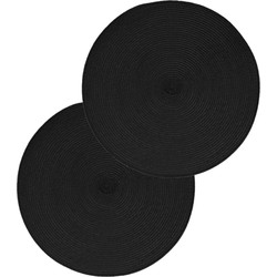 Set van 4x stuks placemats gevlochten kunststof zwart 38 cm - Placemats