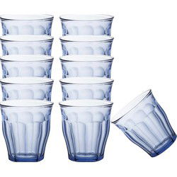 Drinkglazen/waterglazen Picardie - 12x stuks - blauw glas - 250 ML - Drinkglazen