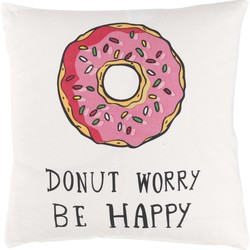 Dutch Decor DIDI - Sierkussen 45x45 cm - 100% katoen - met donut - Ivoor - wit - Dutch Decor