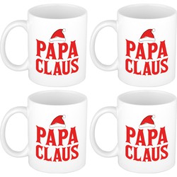 Set van 4x stuks papa Claus mokken/bekers kerstcadeau vader Kerstmis 300 ml - Bekers