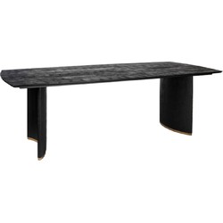 PTMD Ostara Black mango wood diningtable 240cm gold leg