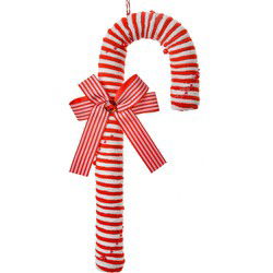 Clayre & Eef Kersthanger Zuurstok 36 cm Rood Wit Kunststof