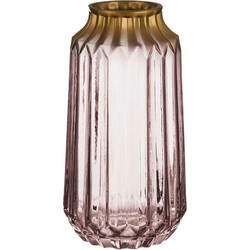 Bloemenvaas - luxe deco glas - roze transparant/goud - 13 x 23 cm - Vazen