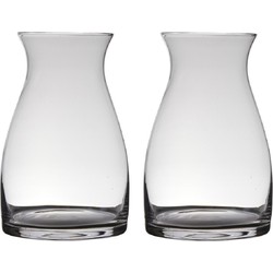 Set van 2x stuks transparante home-basics vaas/vazen van glas 38 x 26 cm Julia - Vazen