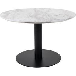 Bolzano Coffee Table - Coffee table with top in marble look and black base Ã¸70x45cm