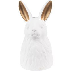 Clayre & Eef Beeld Konijn 21 cm Wit Goudkleurig Keramiek Woonaccessoires