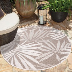 Tapijtenloods Duo Binnen en Buiten Vloerkleed Dubbelzijdig Outdoor Laagpolig Tapijt Beige- 120 CM ROND