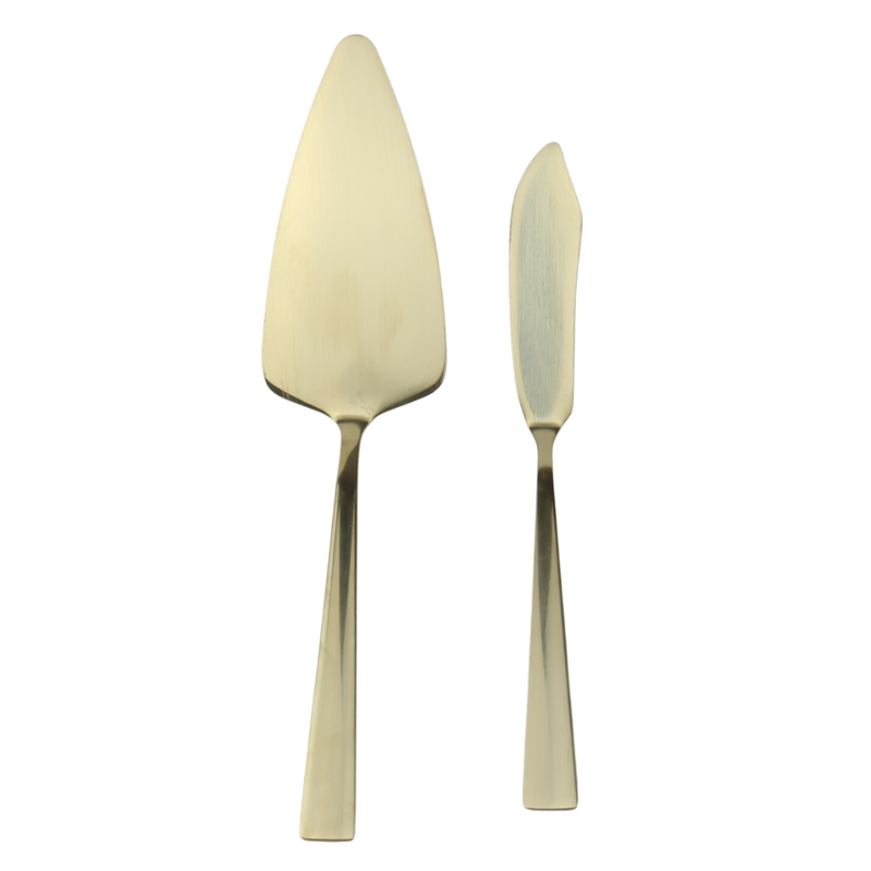 OTIX Taartschep en Taartsnijder - Licht Goud - Set van 2 - Bruidstaart - Serveerset - RVS - Bakspullen - 