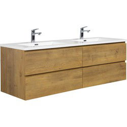 Badplaats Badkamermeubel Set Angela 160cm - Eiken - Badmeubel met Wastafel