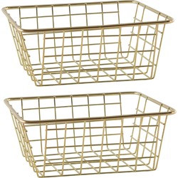 Svenska Living Draadmand - 4x - goudkleurig - 20 x 15 x 8 cm - opbergmand - Opbergmanden