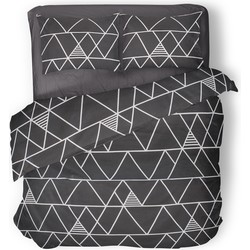 Charm & Co Geometric Triangle Dekbedovertrek - Eenpersoons - 140x200/220cm - Katoenen Dekbedovertrek - Antraciet