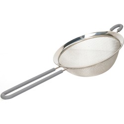 Arte Keuken zeef - zilver - met grijs handvat - 33 x 14 cm - RVS - Keukenzeefjes