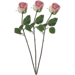 4x stuks mica roze kunstroos kunstbloemen 69 cm decoratie - Kunstbloemen