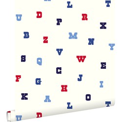 ESTAhome behang alfabet rood, wit en blauw - 53 cm x 10,05 m - 137326