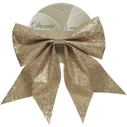 1x stuks decoratie strikken op clip champagne 20 x 24 cm - Kersthangers