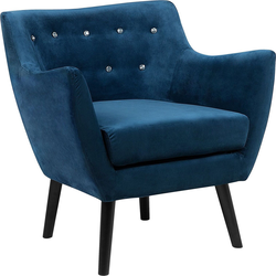 Beliani DRAMMEN - Fauteuil-Blauw-Fluweel