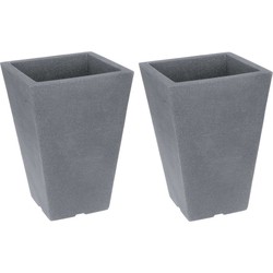 2x Grijze plantenpotten 35 cm - Plantenpotten