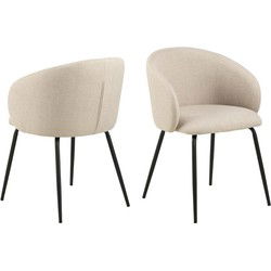 Eetkamerstoel - Beige - Stof - Zithoogte 48cm - Skive - Set van 2
