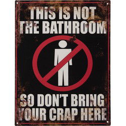 Clayre & Eef Tekstbord  25x33 cm Zwart Ijzer No Bathroom Wandbord