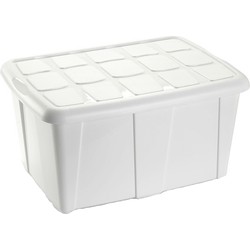 Plasticforte Opslagbox met deksel - Wit - 60L - kunststof - 63 x 46 x 32 cm - Opbergbox