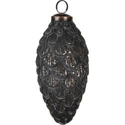 Clayre & Eef Kerstbal Zilverkleurig Zwart Glas