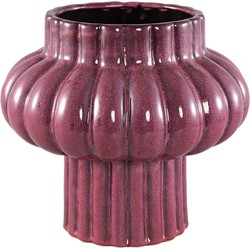 PTMD Sannee Red ceramic pot ribbed wide middle L