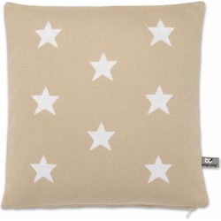 Baby's Only Gebreid sierkussen babykamer Star - Beige/Wit - 40x40 cm - Inclusief kussenvulling