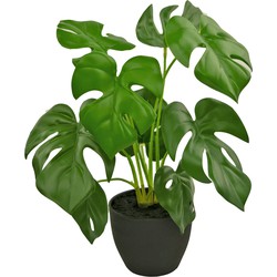 Kunst Monstera 40 cm in sierpot zwart | NeverLeafs