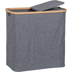 Noto Laundry Basket - Laundry basket in bamboo/textile, dark grey, 54x33x54 cm