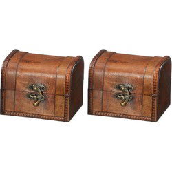 2x Vintage opbergkistjes donkerbruin11 cm - Opbergkisten