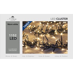 Cluster lights 1152l/6,9m led warm wit - 4m aanloopsnoer zwart - bi-bui trafo Anna's collection - Anna's Collection