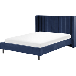 VILETTE  - Tweepersoonsbed - Marineblauw - 140 x 200 cm - Fluweel