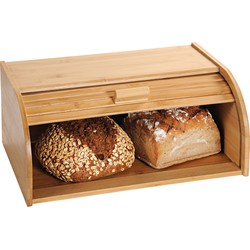 Houten brood bewaarbak/bewaardoos met rolluik deksel 27 x 40 x 17 cm - Broodtrommels