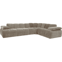 WOOOD Mojo Hoekbank Rechts - Ribstof - Donker Zand - 74x310x230
