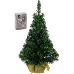 Mini kunst kerstboom - H45 cm - met kerstverlichting - warm wit - Kunstkerstboom