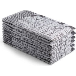 DoubleDry Luxe Theedoeken Set - 6 Stuks - 50x70 cm - 100% Katoen - Hoge Absorptie & Duurzaam - Herenhuis, Zwart