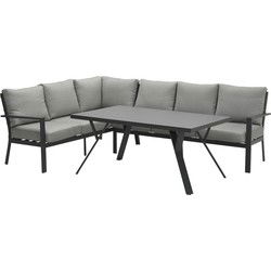 Sergio lounge-diningset - 3-delig - links - carbon black -licht grijs