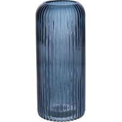 Bellatio Design Bloemenvaas - denim blauw - transparant glas - D9 x H20 cm - Vazen