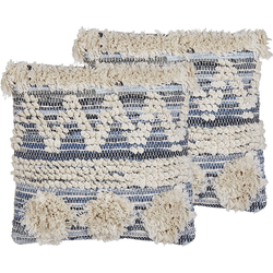 EYTELIA  - Sierkussen set van 2 - Blauw - 45 x 45 cm - Katoen