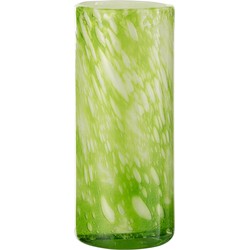 J-line - Vaas Marmer Glas Groen/wit Large - 11.5x11.5x27.5cm