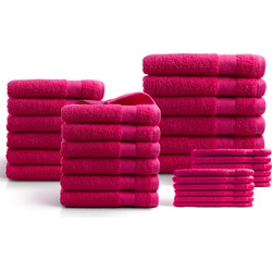 DoubleDry Hotel Handdoeken 30-delig Set - 100% Katoen 500 g/m2 - Zacht & Absorberend - Fuchsia Roze
