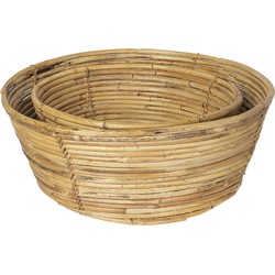 Clayre & Eef Opbergmand Set van 2  Ø 47x19 cm Beige Rotan Rechthoek Mand